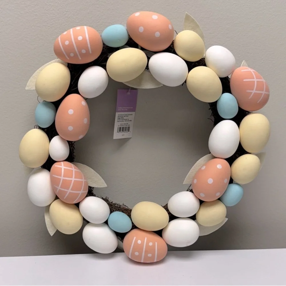 New Target Spritz Easter Egg Door Wreath Spring Decor Peach, Cream, Light Blue
